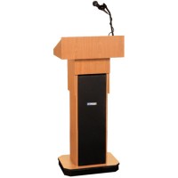 Amplivox S505A-OK Executive Adjustable Column Lectern - Wired Sound - Oak