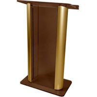 AmpliVox SN308028 Smoked Contemporary Lectern 2Gold Anodized Aluminum(27In Wide)