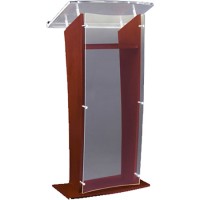 AmpliVox SN350014 Cherry/Mahogany Wood & Frosted Floor Lectern 27 Inch