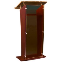 AmpliVox SN350024 Cherry/Mahogany Wood & Smoked Floor Lectern (27 Inch Wide)