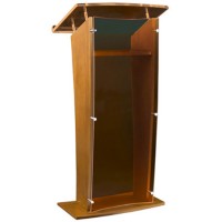 AmpliVox SN350026 Oak Wood & Smoked Acrylic Floor Lectern (27 Inch Wide)