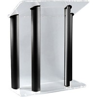 Amplivox SN352501 Contemporary Clear Acrylic and Black Aluminum Lectern No Sound