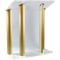 AmpliVox SN352508 Contemporary Clear Acrylic and Gold Aluminum Lectern