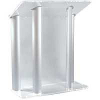 AmpliVox SN352509 Contemporary Clear Acrylic and Satin Aluminum Lectern