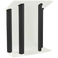 AmpliVox SN352511 Contemporary Frosted Acrylic and Black Aluminum Lectern