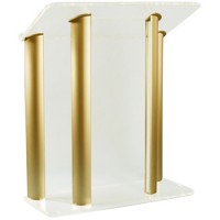 AmpliVox SN352518 Contemporary Frosted Acrylic and Gold Aluminum Lectern