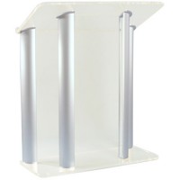 AmpliVox SN352519 Contemporary Frosted Acrylic and Satin Aluminum Lectern