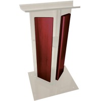 AmpliVox SN354514 Frosted Acrylic with Cherry/Mahogany Panel Lectern