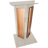 AmpliVox SN354516 Frosted Acrylic with Oak Panel Lectern