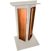 AmpliVox SN355017 Frosted V Style Acrylic Walnut Sides & Floor Panel Lectern