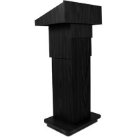 AmpliVox AMP-W505ABK Executive Adjustable Column Lectern - Non Sound - Black