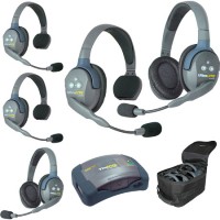 Eartec HUB532 Hub Intercom System with 3 Single Ear and 2 Double Ear Headsets