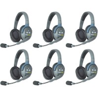 Eartec HUB6D UltraLITE & HUB 6 Person Intercom System with 6 Double Headsets