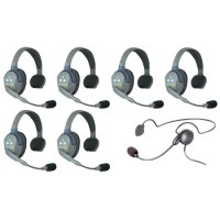 Eartec HUB7SCYB UltraLITE & HUB 7 Person Intercom System with 6 Single Headset
