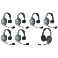 Eartec HUB7SMXD HUB 7Person Intercom Sys with 6 Single Headsets Max 4G Double