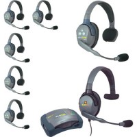 Eartec HUB7SMXS 7Person Hub with Plug-in 4G Single Headset&6 UltraLITE Headset
