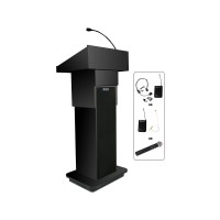 EXECUTIVE ADJ COLUMN LECTERN - WRLS -BK  